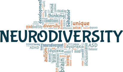 Neurodiversity word cloud conceptual design isolated on white background.