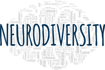 Neurodiversity word cloud conceptual design isolated on white background.