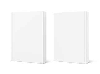 Blank softcover book mockups. Vector illustration isolated on white background. It can be used for promo, catalogs, brochures, magazines, etc. Ready for your design. EPS10.