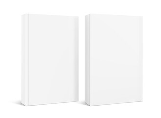 Blank softcover book mockups. Vector illustration isolated on white background. It can be used for promo, catalogs, brochures, magazines, etc. Ready for your design. EPS10.