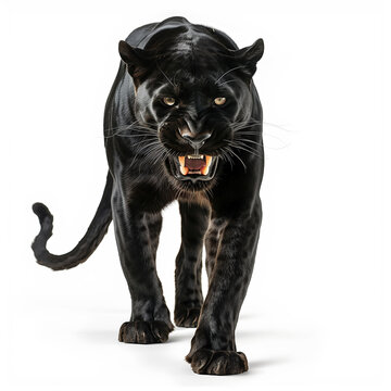 photograph of a roaring black panter