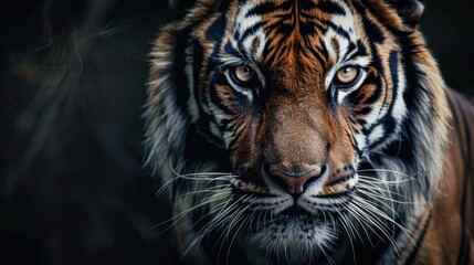 Fototapeta premium Tiger portrait action's face is angry and Looking at the camera, Big Great Dangerous is upset