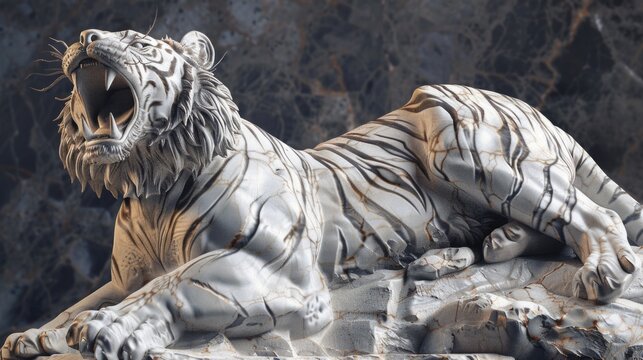 Tiger artistic marble effect illustration sculpture picture