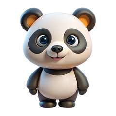 Fototapeta premium Cartoon Panda with Happy Expression on White Background