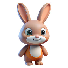 Obraz premium Cartoon Rabbit Standing and Smiling on White Background