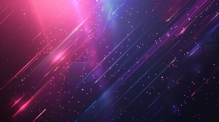 Abstract digital art background with pink and blue neon glowing lines and white dots. Futuristic cyberpunk aesthetic.  Perfect for website, social media, and design projects.