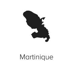 Martinique Map Vector Illustration - Silhouette, Outline, Martinique Travel and Tourism Map