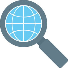 Globe With Magnifier vector icon in the flat style 