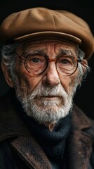 French elderly man with a beret, looking dignified