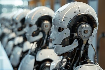 Fototapeta premium An AI-driven customer service center with chatbots, virtual assistants, and automated support systems.