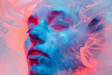 Fototapeta premium An AI-enhanced creative studio where artists use machine learning tools to create innovative digital art.