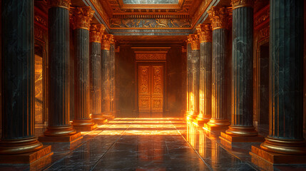Obraz premium Fantasy ornate in a majestic palace hallway