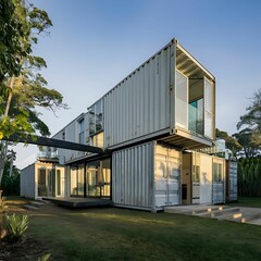 house made with containers, different construction models and different colors - 1