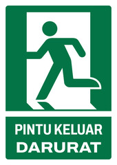 ISO emergency and first aid safety signs in indonesian_pintu keluar darurat kiri size a4/a3/a2/a1	