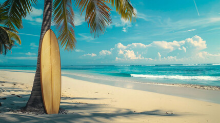 A serene beach scene symbolizing relaxation and adventure; ideal for vacation promotions, travel blogs, or coastal-themed designs.