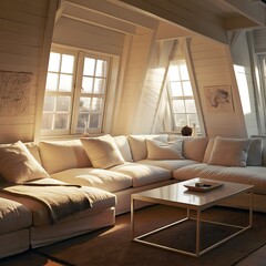 Fototapeta premium White living room with sofa