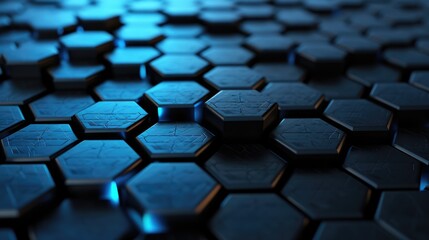 Obraz premium Abstract Hexagon Pattern with Blue Lighting
