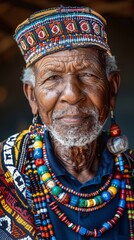 Obraz premium Middle-aged South African man with a bead necklace