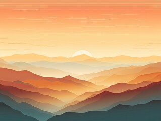 Fototapeta premium vector sunrise in mountains