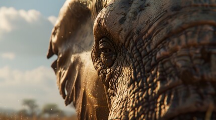 Close up of an elephant head. 