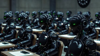 Fototapeta premium The robots in futuristic classroom