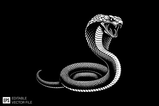Illustration of snake vector design black and white