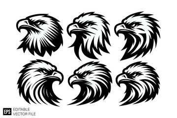 Elegant eagle head black and white vector design