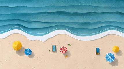 Obraz premium watercolor scene of friends enjoying a beach day, with waves and sun, capturing the carefree spirit of Friendship Day 