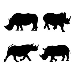 Rhino silhouette vector illustration. Rhinoceros symbol. Suitable for zoo and wildlife animal mascot.