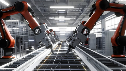 Naklejka premium The robotic assembly line