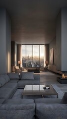 Fototapeta premium Contemporary grey living room interior