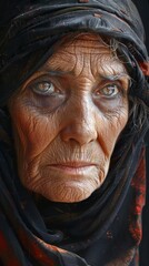Fototapeta premium Elderly Egyptian woman with a wise expression