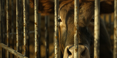 Animal Rights: A powerful image of an animal in a cage, symbolizing the issue of animal cruelty and exploitation