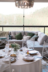 Table and sofa in the dining room