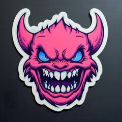 Angry Pink Devil or Monster Illustration. Ideal for Stickers, Apparel, and Merchandise Designs