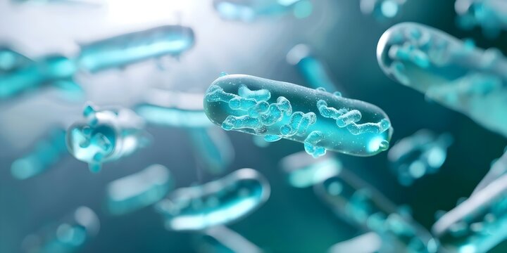 3D render of probiotic bacteria for digestive health medical treatment. Concept Medical Illustration, Digestive Health, 3D Rendering, Probiotic Bacteria, Medical Treatment