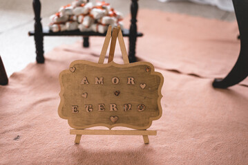 Plaquinha "amor eterno" para casamento