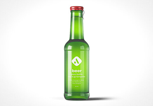 Green Beer Bottle Mockup