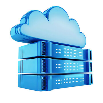 3D illustration of cloud computing network server. Concept of data storage and internet technology for business and personal use.
