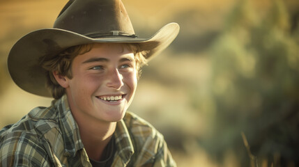 Fototapeta premium Portrait of young cowboy 