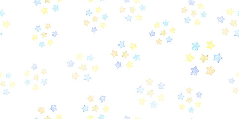 Seamless watercolor pattern. Cute little baby sleeping, sweet dreams baby, good night. Blue cloud, stars, moon, flowers. Design for baby shower, birthday. Endless background..