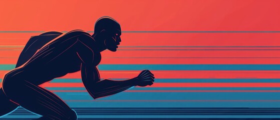 A conceptual illustration of an individual sports competition, highlighting focus and determination, ideal for a banner with space for copy