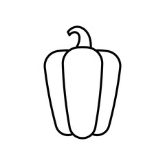 Bell pepper flat line icon. Linear illustration of sweet ripe pepper. Icon of a vegetable for a menu, a recipe, app, design. Vector sign, thin stroke, editable line.