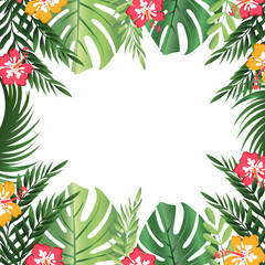 Naklejka premium frame with flowers and leaves png