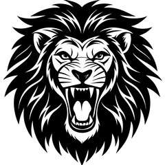 lion head angry icon  vector silhouette illustration
