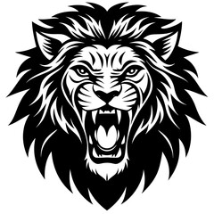 Fototapeta premium lion head angry icon vector silhouette illustration