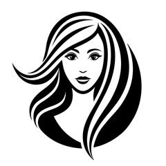woman head beautiful logo icon vector  silhouette 