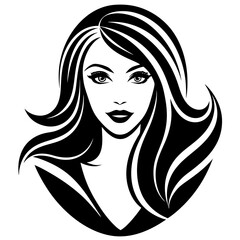 woman head beautiful logo icon vector  silhouette 
