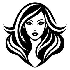 woman head beautiful logo icon vector  silhouette 