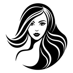 woman head beautiful logo icon vector  silhouette 